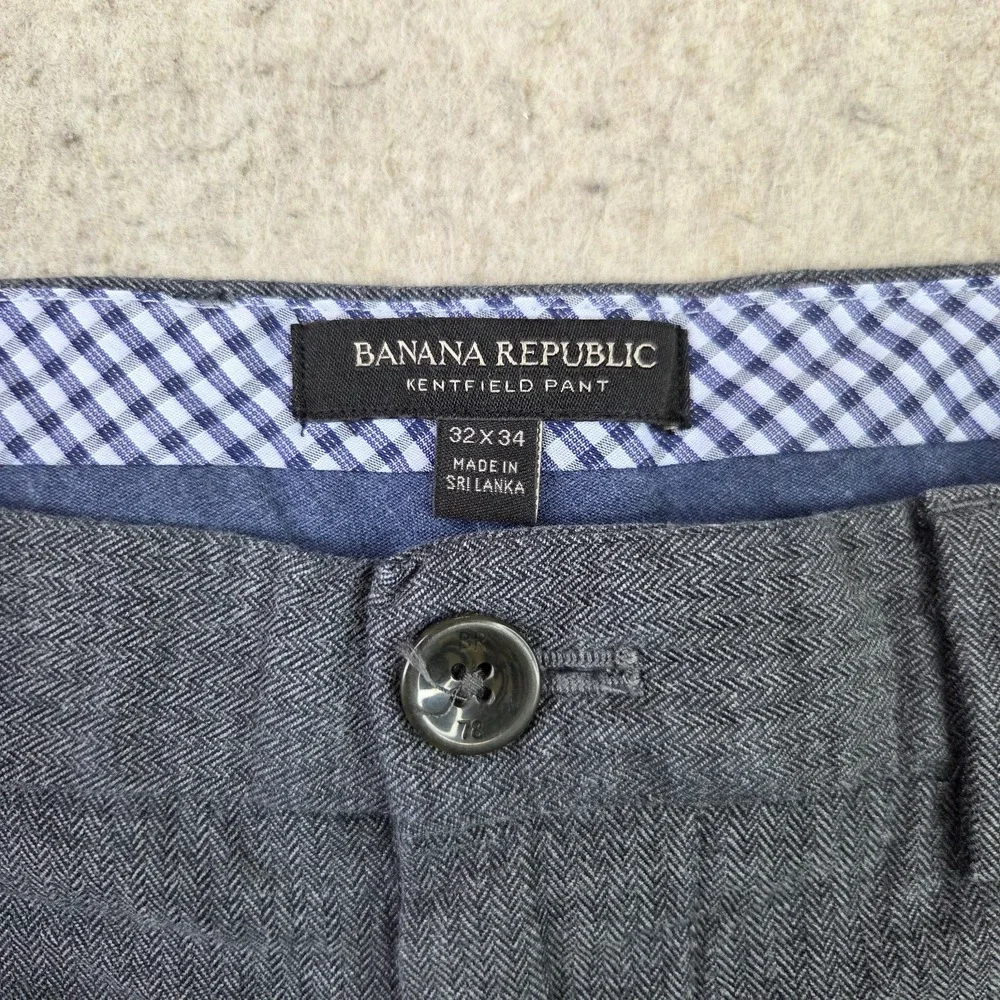 Banana Republic Mens Kentfield Pant 32x30 Grey Flat Front Stretch Chino Trousers